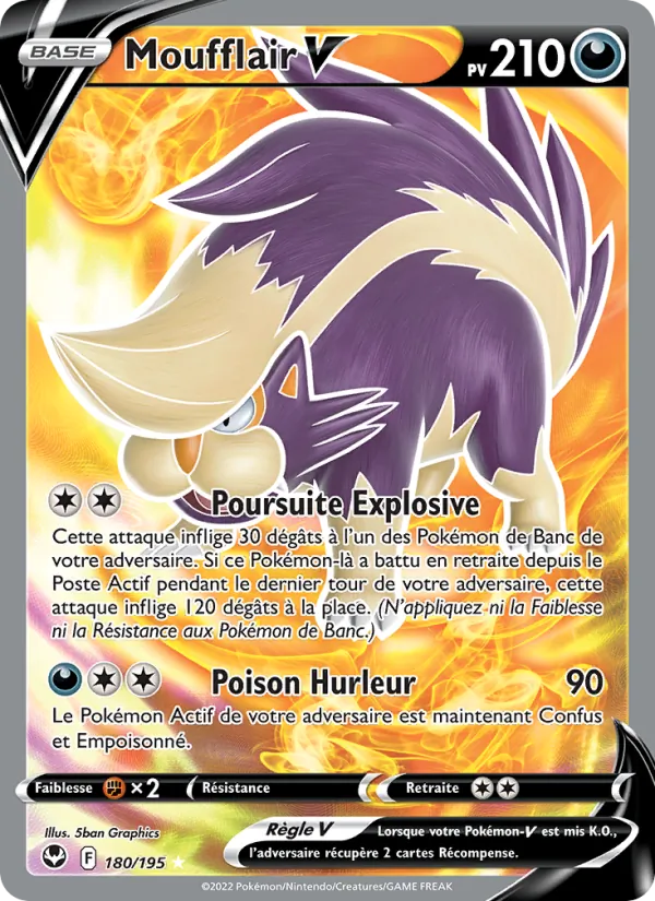 Carte Pokémon Moufflair V de l'extension Tempête Argentée
