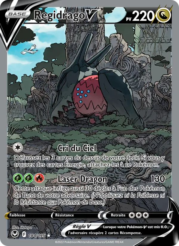 Carte Pokémon Regidrago V de l'extension Tempête Argentée