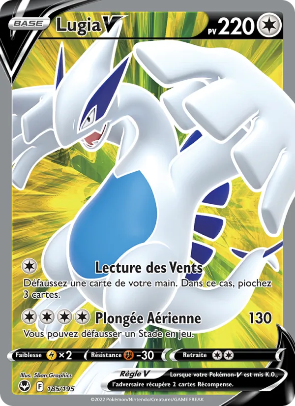 Carte Pokémon Lugia V de l'extension Tempête Argentée