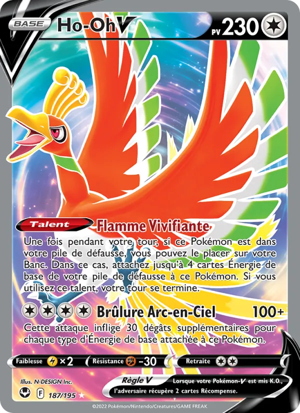 Carte Pokémon Ho-Oh V de l'extension Tempête Argentée