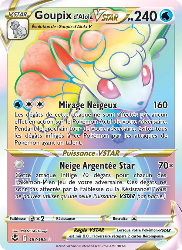 Carte Pokémon Goupix d'Alola VSTAR de l'extension Tempête Argentée