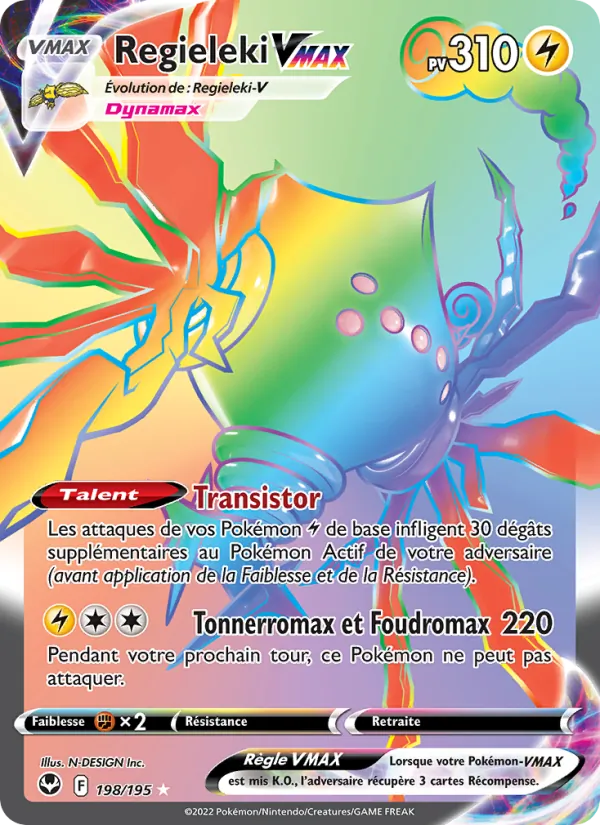 Carte Pokémon Regieleki VMAX de l'extension Tempête Argentée