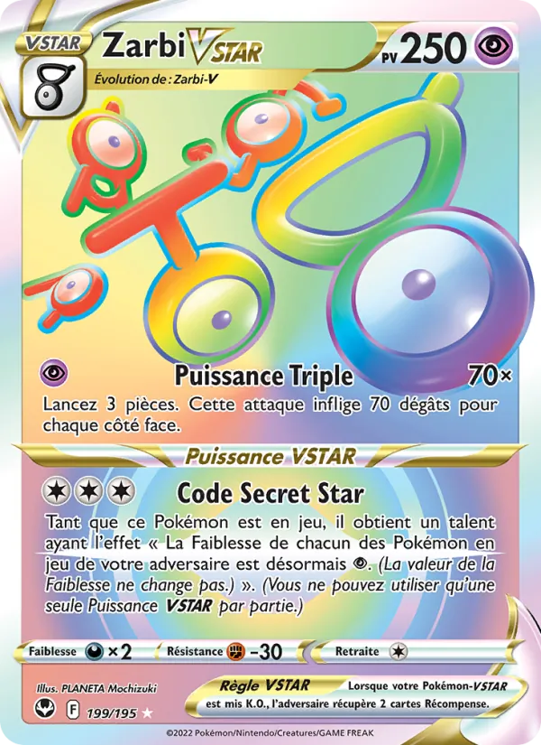 Carte Pokémon Zarbi VSTAR de l'extension Tempête Argentée
