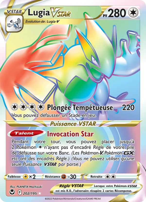 Carte Pokémon Lugia VSTAR de l'extension Tempête Argentée