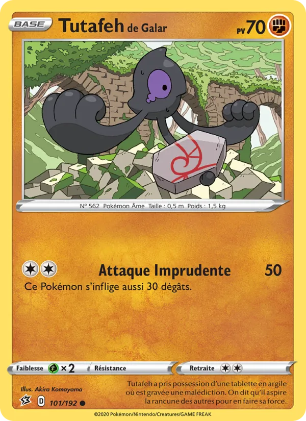 Carte Pokémon Tutafeh de Galar de l'extension Clash des Rebelles