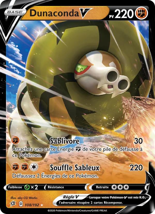 Carte Pokémon Dunaconda V de l'extension Clash des Rebelles