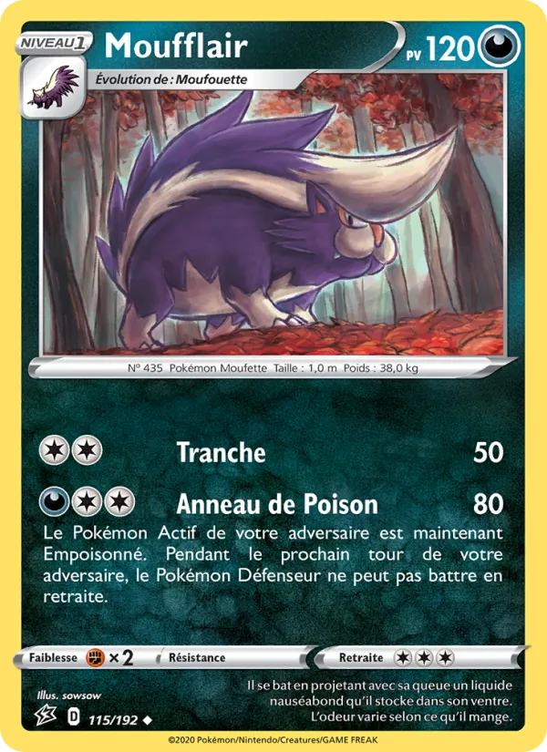 Carte Pokémon Moufflair de l'extension Clash des Rebelles
