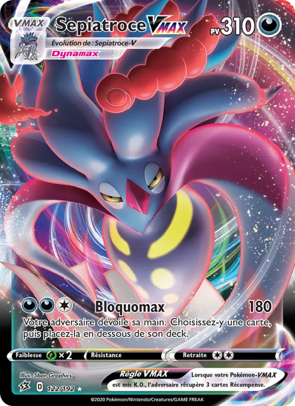 Carte Pokémon Sepiatroce VMAX de l'extension Clash des Rebelles