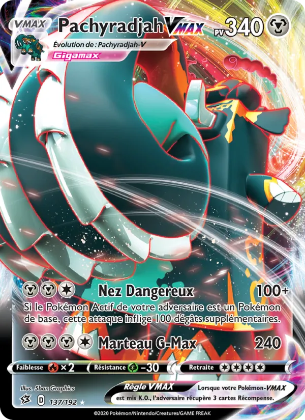 Carte Pokémon Pachyradjah VMAX de l'extension Clash des Rebelles