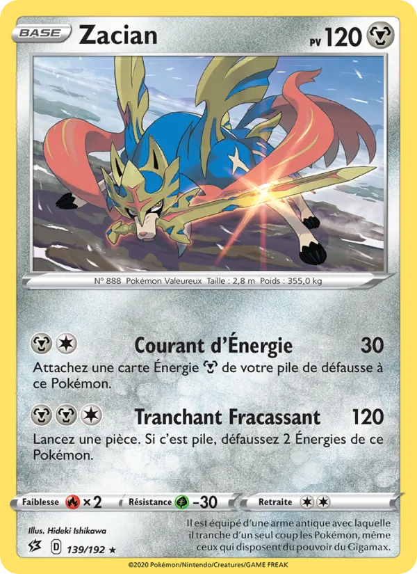 Carte Pokémon Zacian de l'extension Clash des Rebelles