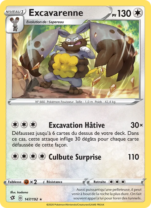 Carte Pokémon Excavarenne de l'extension Clash des Rebelles