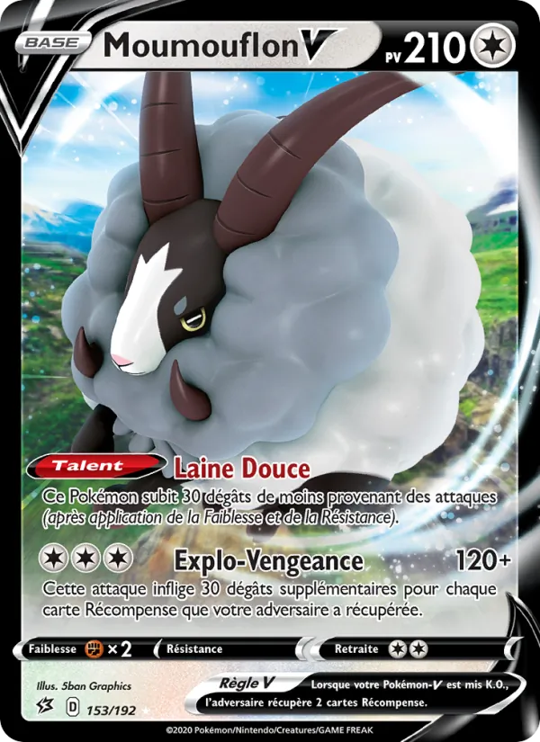 Carte Pokémon Moumouflon V de l'extension Clash des Rebelles