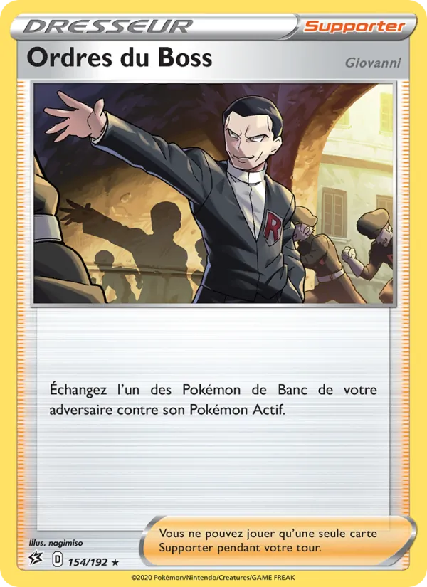 Carte Pokémon Ordres du Boss (Giovanni) de l'extension Clash des Rebelles