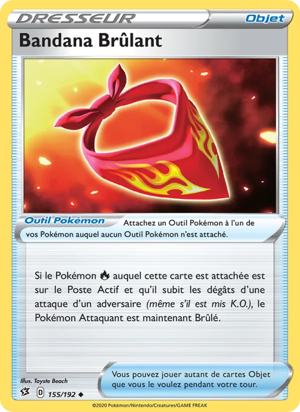 Carte Pokémon Bandana Brûlant de l'extension Clash des Rebelles