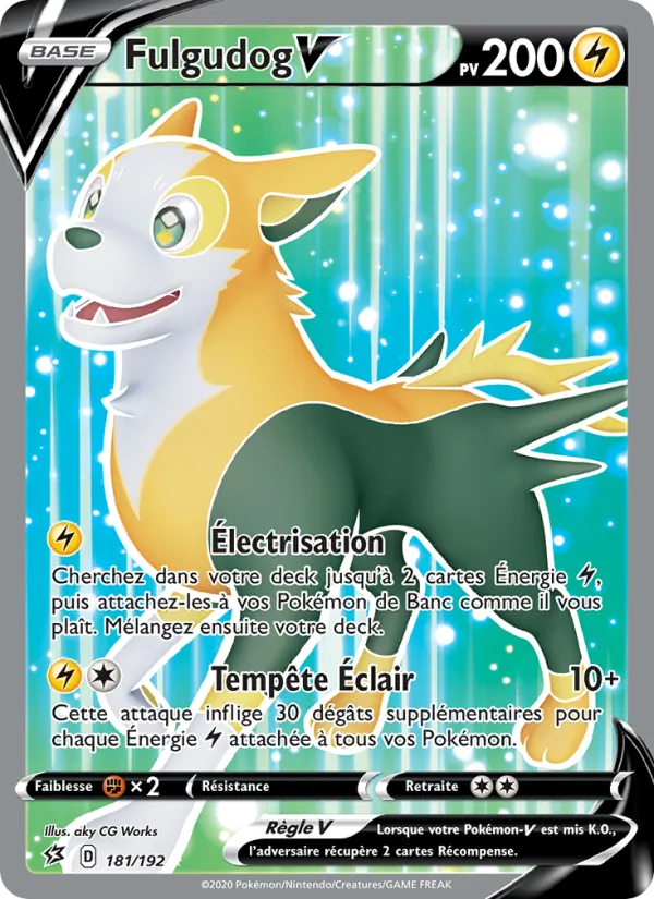 Carte Pokémon Fulgudog V de l'extension Clash des Rebelles