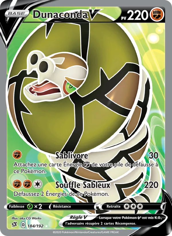 Carte Pokémon Dunaconda V de l'extension Clash des Rebelles