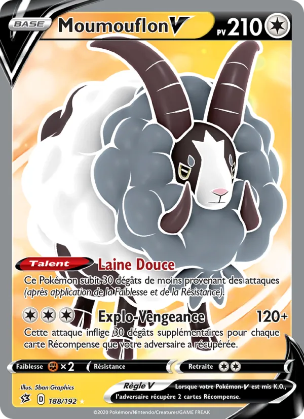 Carte Pokémon Moumouflon V de l'extension Clash des Rebelles