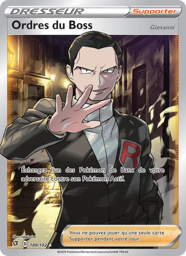 Carte Pokémon Ordres du Boss (Giovanni) de l'extension Clash des Rebelles