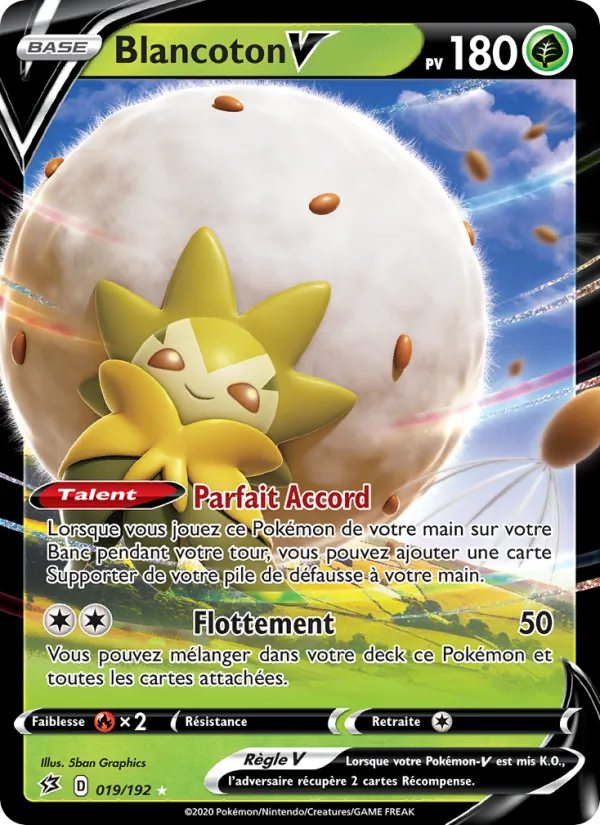 Carte Pokémon Blancoton V de l'extension Clash des Rebelles
