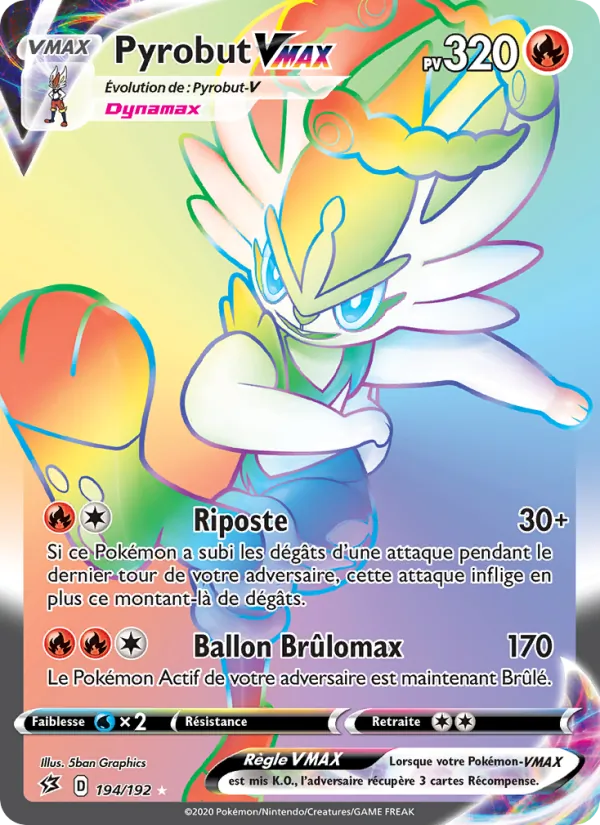 Carte Pokémon Pyrobut VMAX de l'extension Clash des Rebelles
