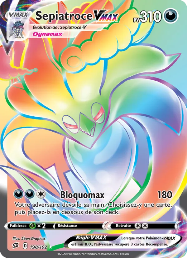 Carte Pokémon Sepiatroce VMAX de l'extension Clash des Rebelles