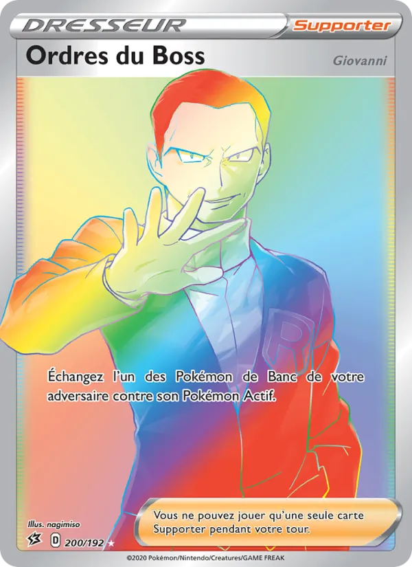 Carte Pokémon Ordres du Boss (Giovanni) de l'extension Clash des Rebelles