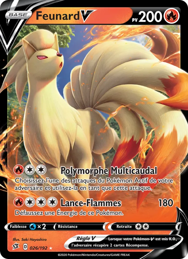 Carte Pokémon Feunard V de l'extension Clash des Rebelles