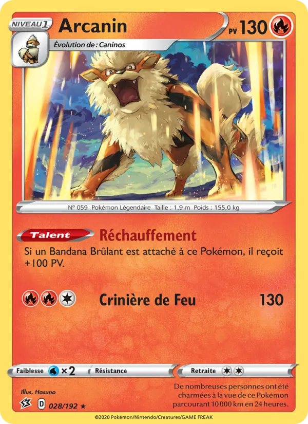 Carte Pokémon Arcanin de l'extension Clash des Rebelles