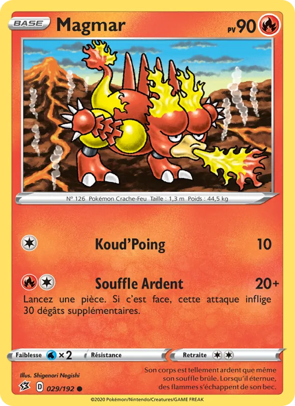 Carte Pokémon Magmar de l'extension Clash des Rebelles