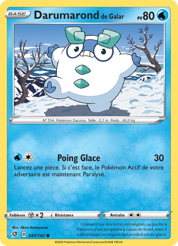 Carte Pokémon Darumarond de Galar de l'extension Clash des Rebelles