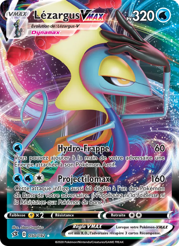 Carte Pokémon Lézargus VMAX de l'extension Clash des Rebelles
