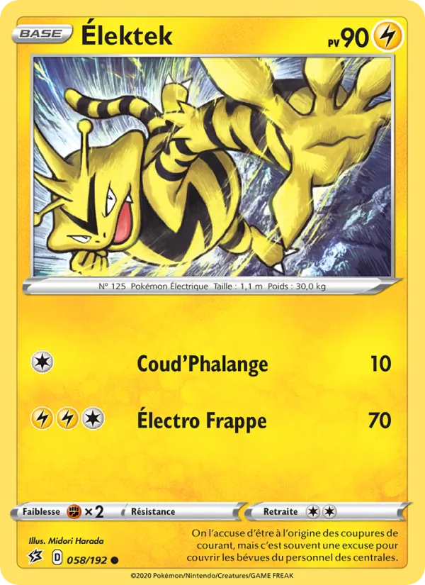 Carte Pokémon Élektek de l'extension Clash des Rebelles
