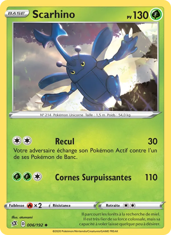 Carte Pokémon Scarhino de l'extension Clash des Rebelles
