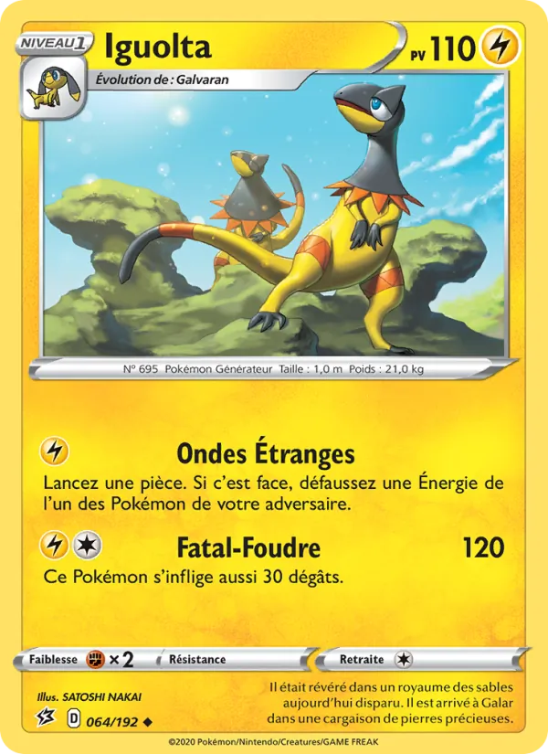 Carte Pokémon Iguolta de l'extension Clash des Rebelles