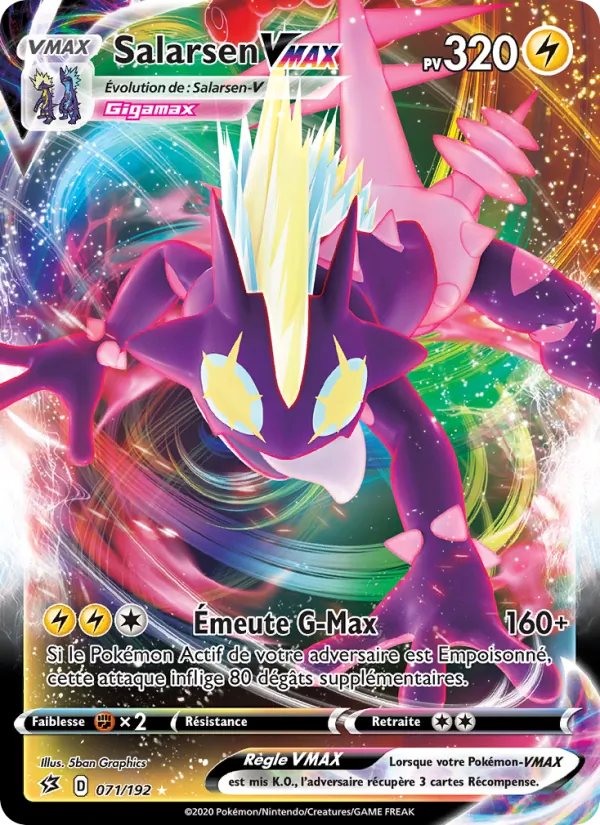 Carte Pokémon Salarsen VMAX de l'extension Clash des Rebelles