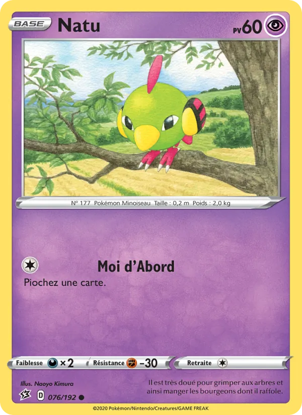 Carte Pokémon Natu de l'extension Clash des Rebelles