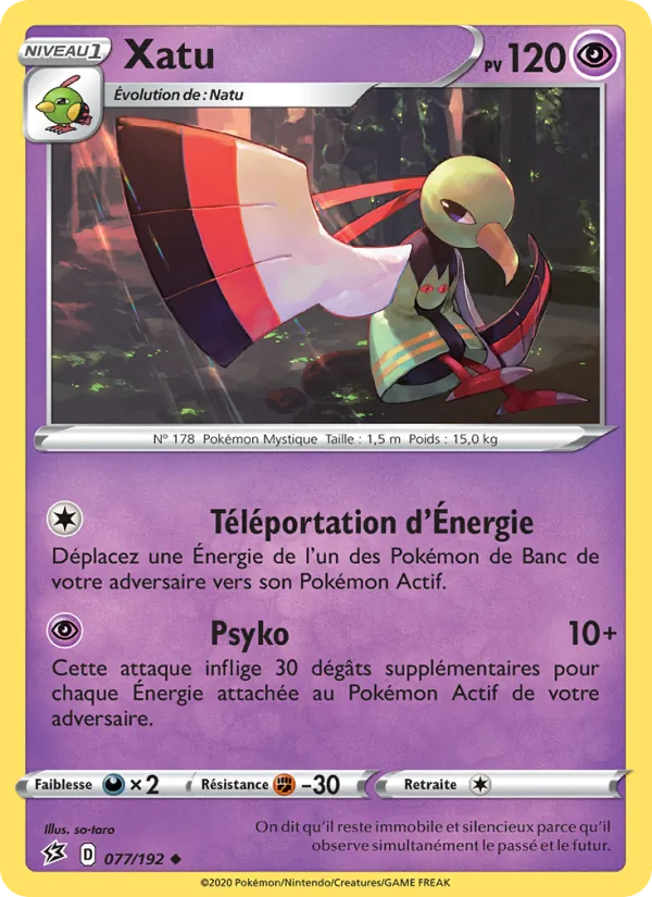 Carte Pokémon Xatu de l'extension Clash des Rebelles