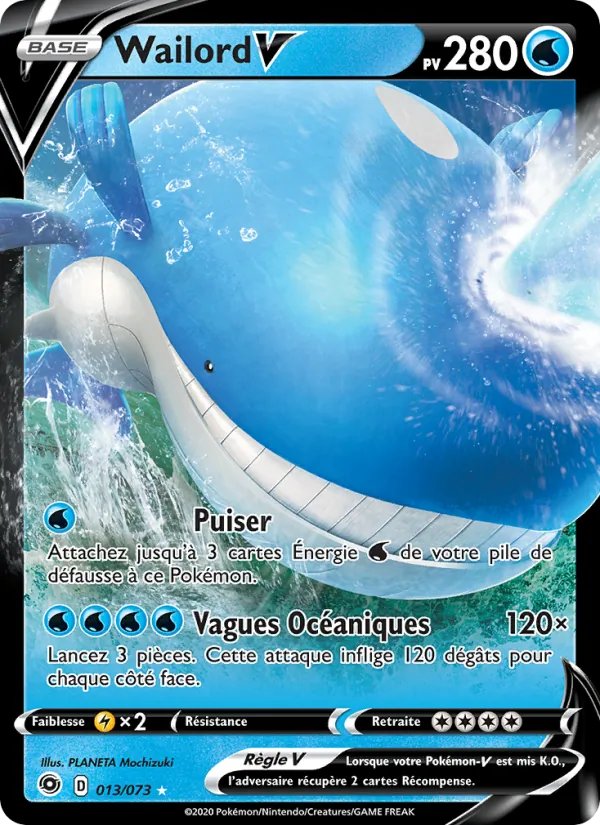 Carte Pokémon Wailord V de l'extension La Voie du Maître