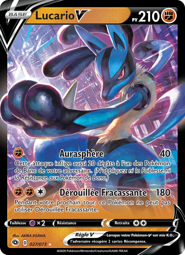 Carte Pokémon Lucario V de l'extension La Voie du Maître