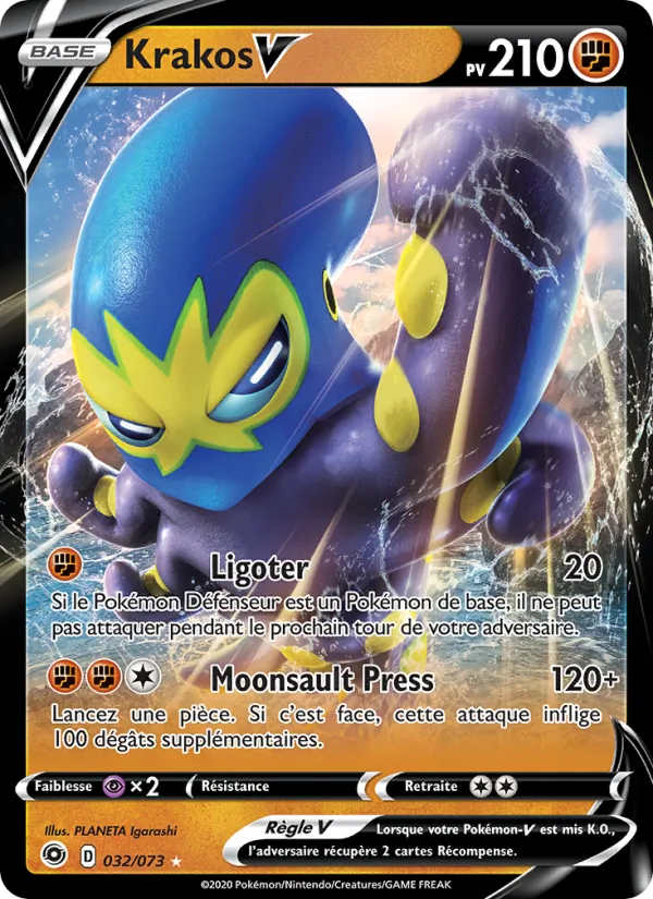 Carte Pokémon Krakos V de l'extension La Voie du Maître