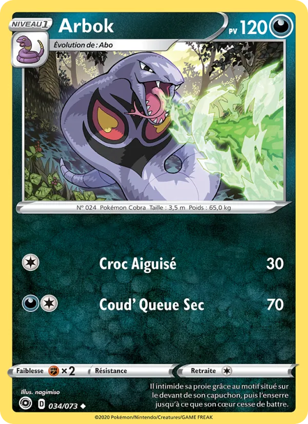 Carte Pokémon Arbok de l'extension La Voie du Maître