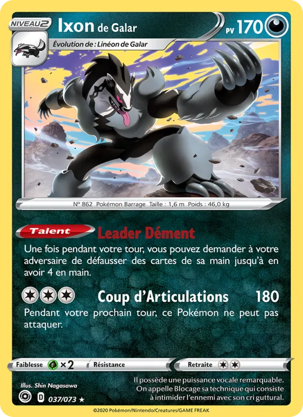 Carte Pokémon Ixon de Galar de l'extension La Voie du Maître