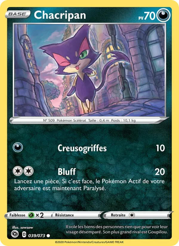 Carte Pokémon Chacripan de l'extension La Voie du Maître