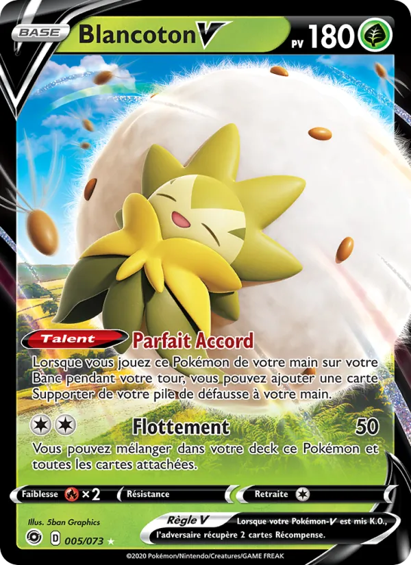 Carte Pokémon Blancoton V de l'extension La Voie du Maître