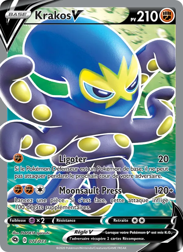 Carte Pokémon Krakos V de l'extension La Voie du Maître
