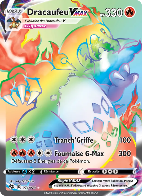 Carte Pokémon Dracaufeu VMAX de l'extension La Voie du Maître
