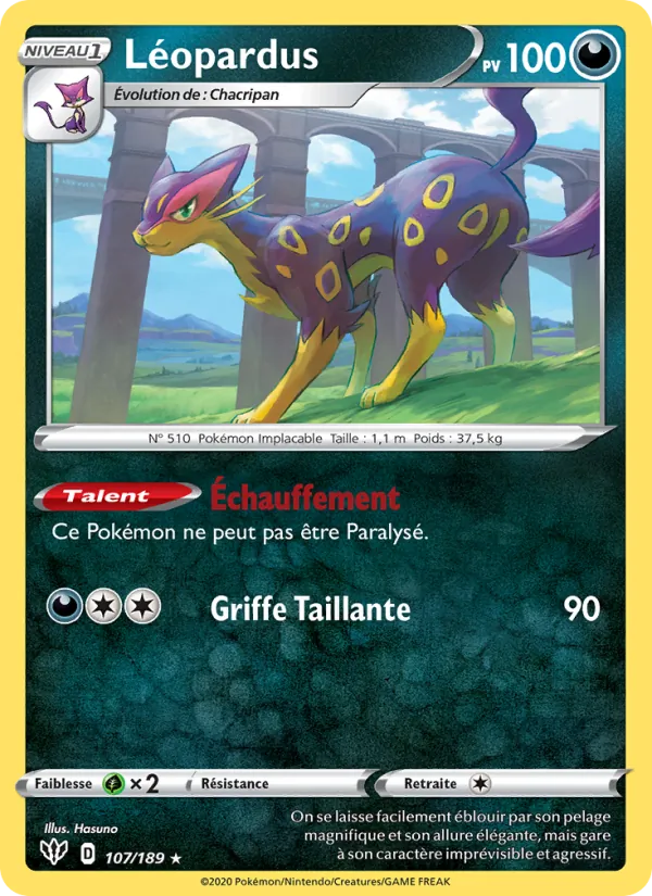 Carte Pokémon Léopardus de l'extension Ténèbres Embrasées