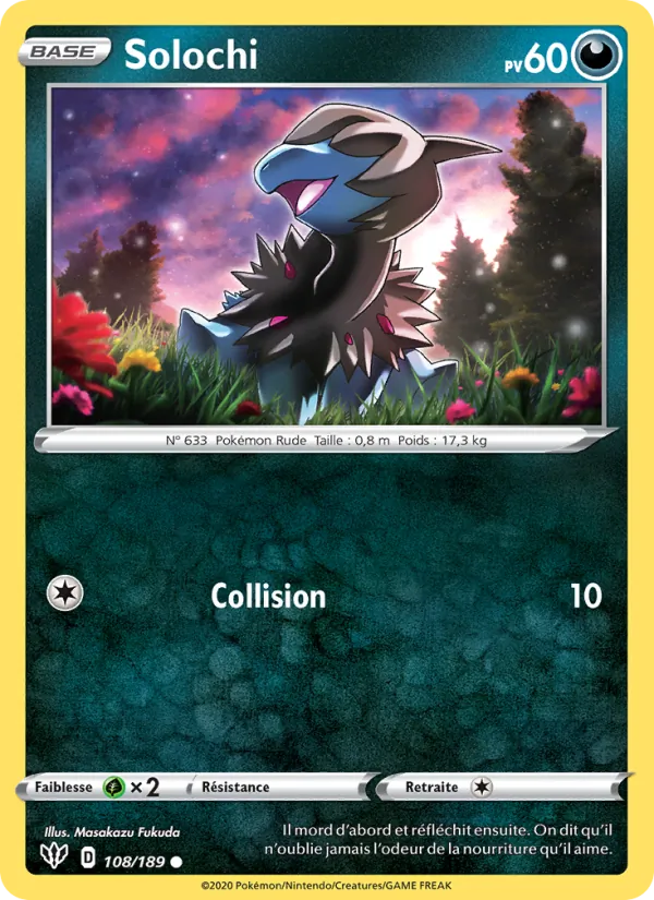 Carte Pokémon Solochi de l'extension Ténèbres Embrasées