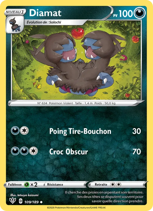 Carte Pokémon Diamat de l'extension Ténèbres Embrasées