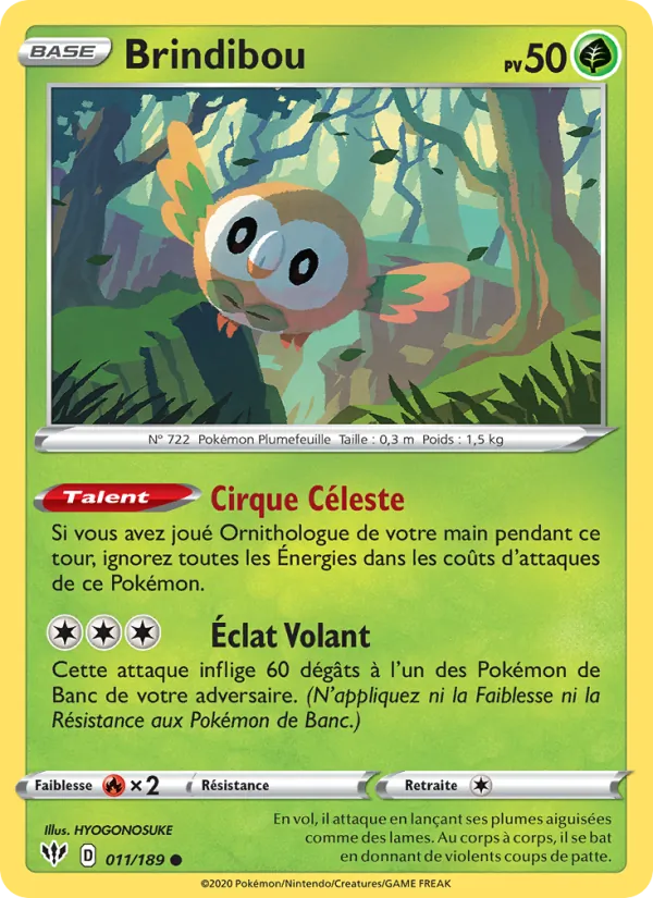 Carte Pokémon Brindibou de l'extension Ténèbres Embrasées